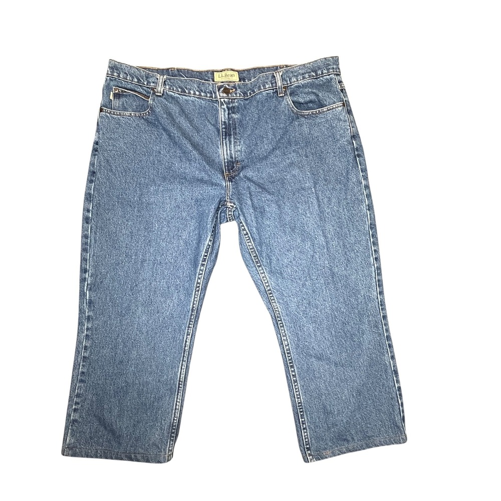 LL Bean Standard Fit Jeans Mens 44x24 Blue Denim Cotton‎ Casual Pants Hemmed